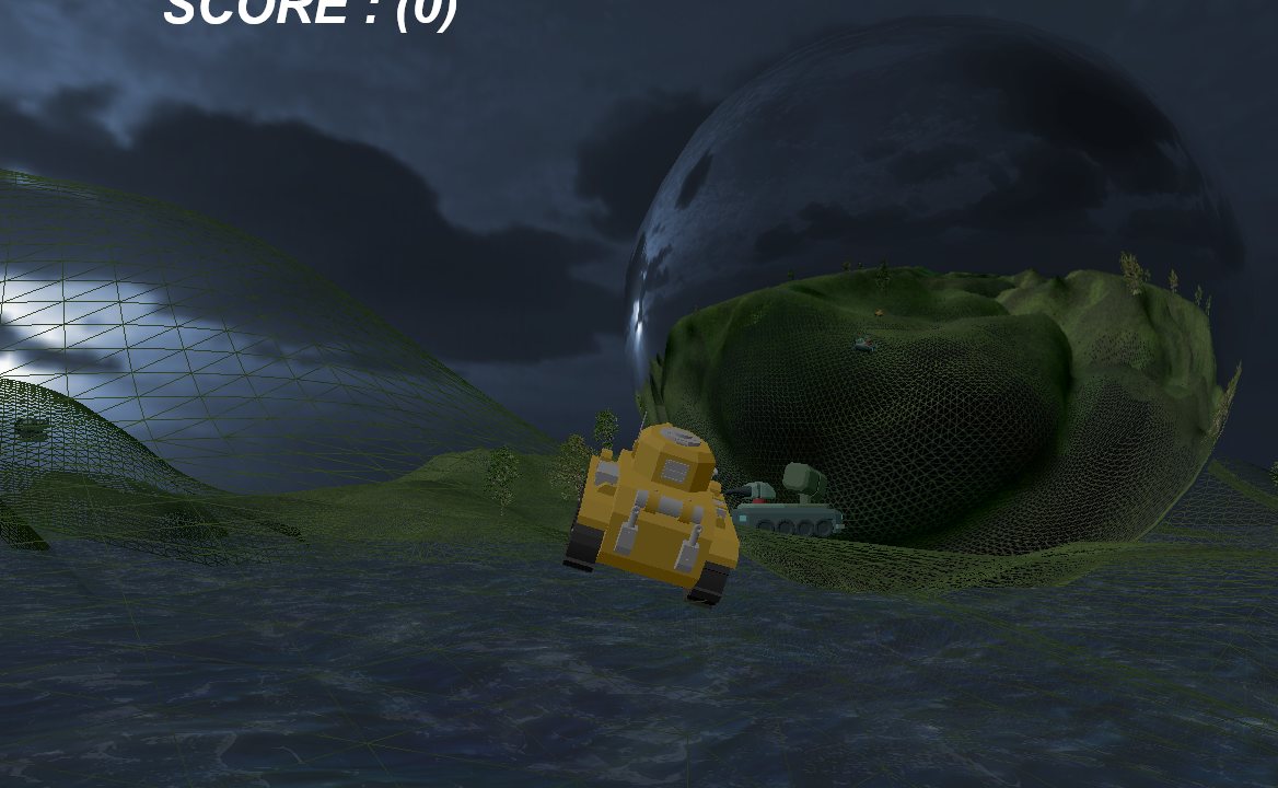 DirectX 12 탱크 게임 — 테셀레이션 지형 와이어프레임과 반사 구